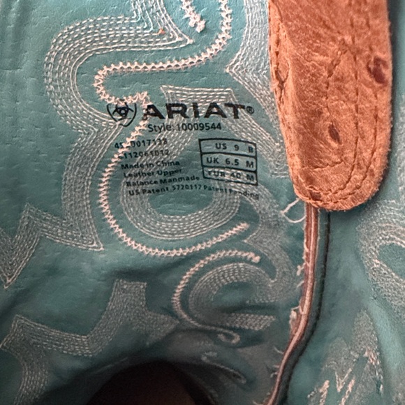 Ariat Square Toe Ostrich Coral Turquoise Boots Women’s Size 9 - Picture 6 of 8